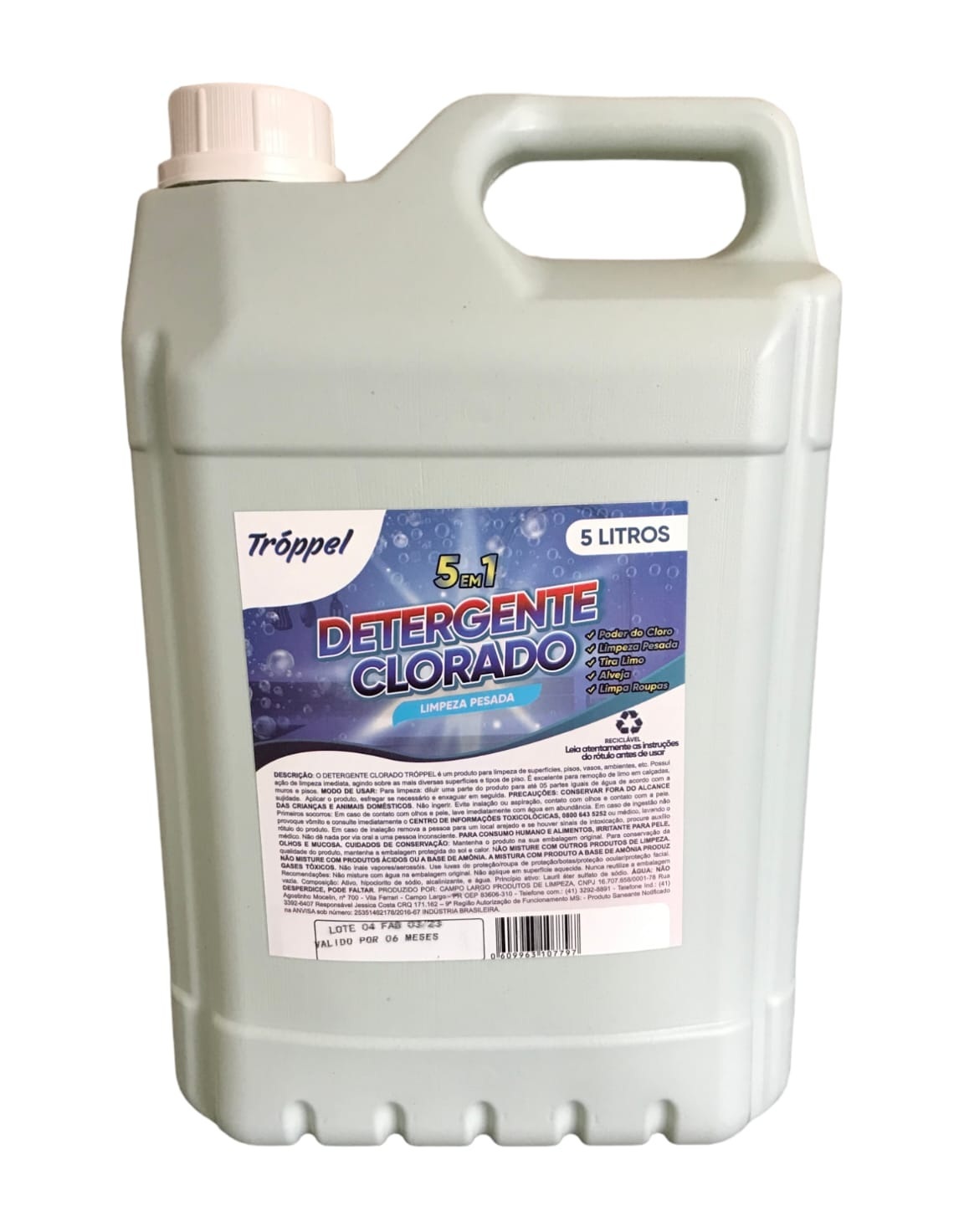 Detergente Clorado Troppel Galao 5L Max Distribuidora