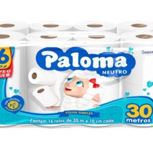 Paloma Sepac Papel Higienico 30m Pacote 16 rolos Folhas Simples
