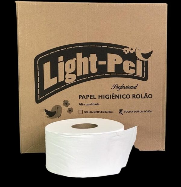 Papel Higienico Institucional Extra Luxo Rolao Caixa 8 ROLOS x 200m Folhas Duplas LIGHT-PEL