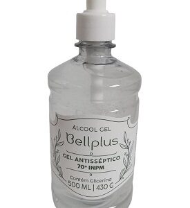 Alcool em Gel 70inpm Antisseptico Frasco de 500mL Bellplus