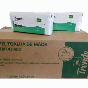 Papel Toalha Interfolhas Folhas Simples IPEL TRENDS Caixa c/5000 Folhas Extra Luxo T2FS016E2424-06