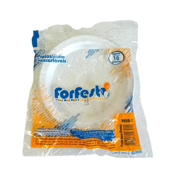 Pratos Descartavel Plastico Forfest Branco Pcte c/10 unidades