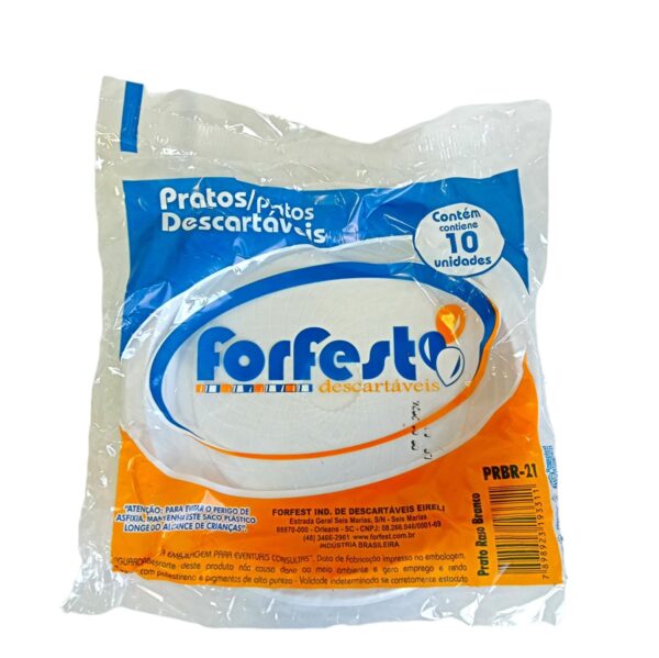 Pratos Descartavel Plastico Forfest Branco Pcte c/10 unidades