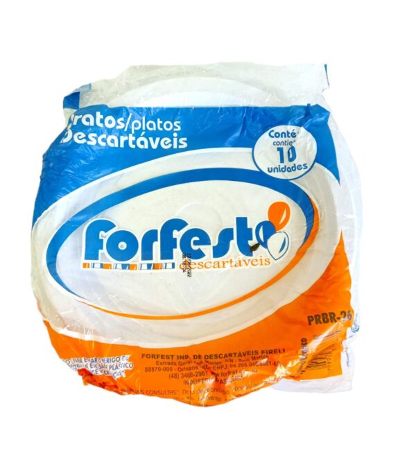 Pratos Descartavel Plastico Forfest Branco Pcte c/10 unidades