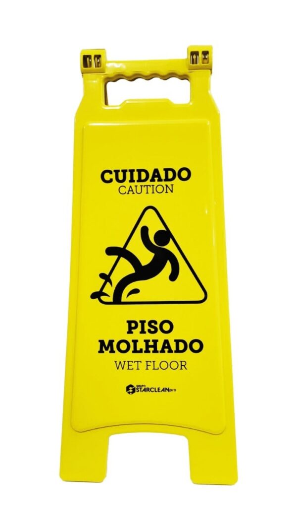 Placa Amarela Sinalizadora Star Clean Cuidado Piso Molhado