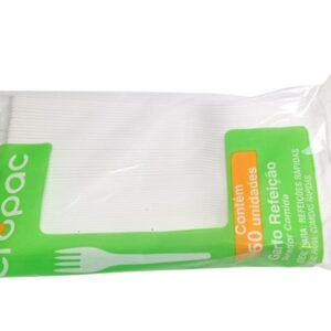 Garfos Descartavel Refeicao Cropac Branco Pacote Com 50 un