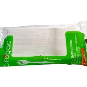 Garfo Descartavel Plastico Sobremesa Cropac Branco Pacote Com 50 un