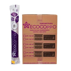 Copo Descartavel Plastico PP 200mL Ecocoppo ABNT CX/2500 Copos