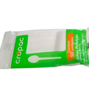 Colher Descartavel Refeicao Cropac Branco Pacote Com 50 un