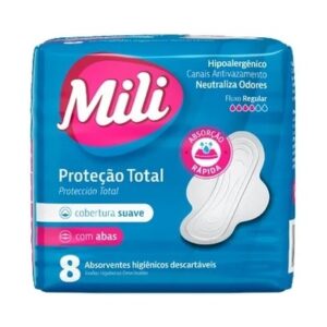 Absorvente Higienico Mili Protecao Total C/8 Com Abas