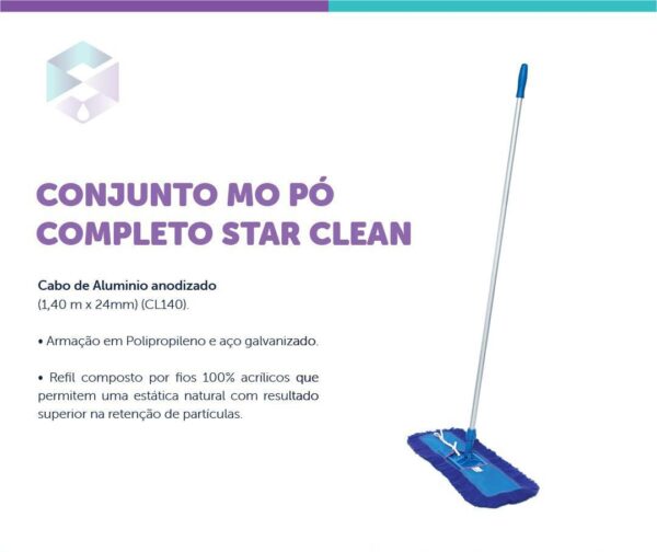 Conjunto Mop Seco Mop Po 45cm Completo Star Clean