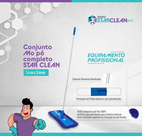 Conjunto Mop Seco Mop Po 45cm Completo Star Clean