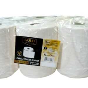 Papel Toalha Bobina Extra Luxo 6x200m 100% Celulose Virgem GOLD Premium 30g