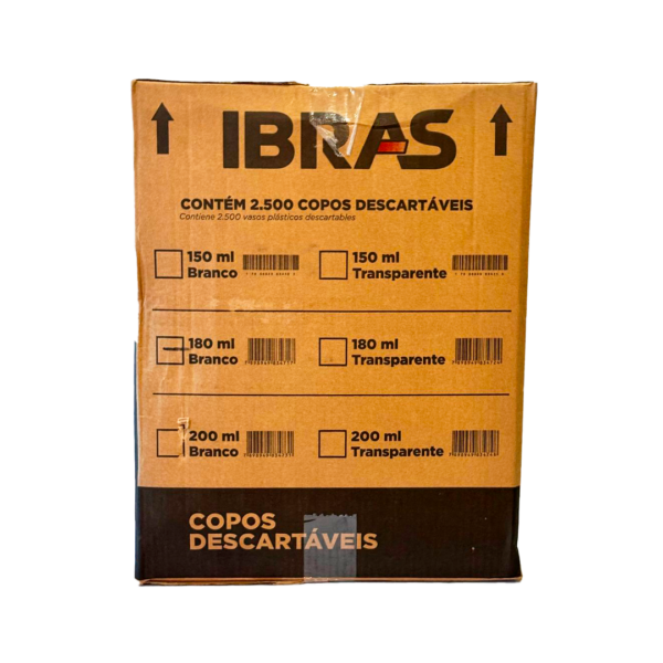 Copo Descartável 180ml PS ABNT – Tira c/100 Unidades – Ibras (Caixa c/25 Tiras) - Imagem 2