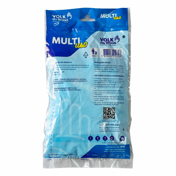 Luva de Látex Multiuso Volk - Azul CA 10695 Tamanho P - Imagem 2
